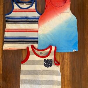 Boys 4T Gap & Carter’s Striped and Ombre Tank Tops Red, White, Blue 4th July